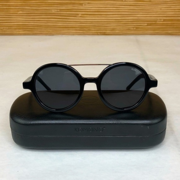 KOMONO Vivien Glossy Black Sunglasses NEW round - Picture 4 of 11